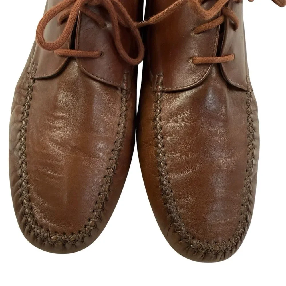 Moreschi Italy Lace Up Oxford Driving Shoes Men 10.5 Brown Leather